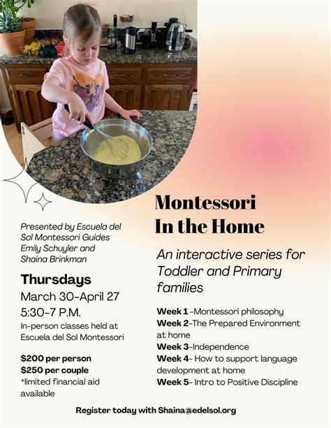 Montessori In The Home New Dates • Escuela Del Sol Montessori
