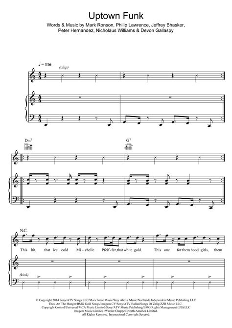 Mark Ronson Uptown Funk Feat Bruno Mars Sheet Music And Chords For