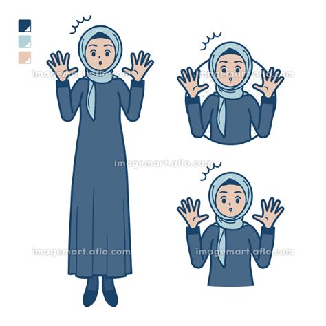 ヒジャブを身につけたアラビア人女性が驚いているイラスト 202052696 イメージマート