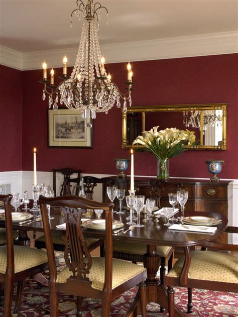 Whether you want inspiration for planning a traditional dining room renovation or are building a designer dining room from scratch, houzz has 119,599 images from the best designers, decorators, and architects in the country, including gemma parker design, llc and meredith ellis design. Traditional Red Dining Room Design Ideas, Remodels & Photos