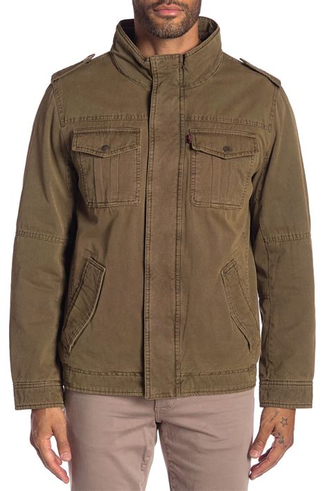 Levis Faux Shearling Lined Hooded Military Jacket In Natural For Men