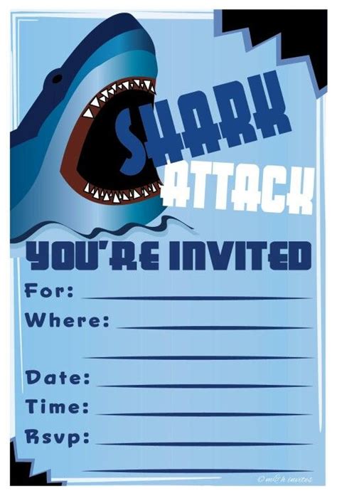 Shark Birthday Party Invitation Template Free Printable Baby Shark