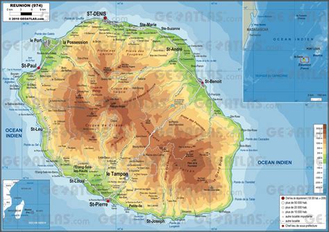 Carte De La Réunion La Réunion Cartes Des Villes Relief Politique