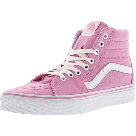 Vans Sk8 Hi Canvas Prism Pink True White High Top Skateboarding Shoe
