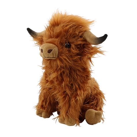 Elainilye 98simulation Highland Cow Plush Toy Soft Stuffed Animal