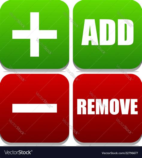 Add And Remove Buttons With Labels And Symbols Vector Image