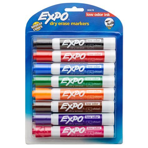 Expo Low Odor Dry Erase Markers Chisel Tip Assorted Colors 8 Pack