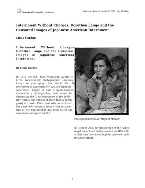 Pdf Internment Without Charges Dorothea Lange And The Linda Gordon2260article