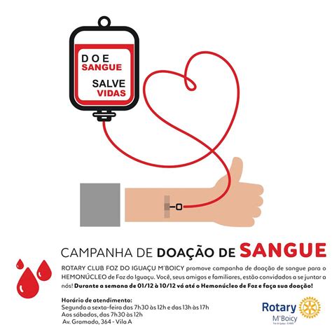 A doação de sangue é um gesto solidário de doar uma pequena quantidade do próprio sangue para salvar a vida de pessoas que se submetem a tratamentos e intervenções médicas de grande porte e complexidade, como transfusões, transplantes, procedimentos oncológicos e cirurgias. Rotary Club M'Boicy promove Campanha de Doação de Sangue ...