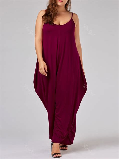 46 Off Plus Size Spaghetti Strap Baggy Jumpsuit Rosegal