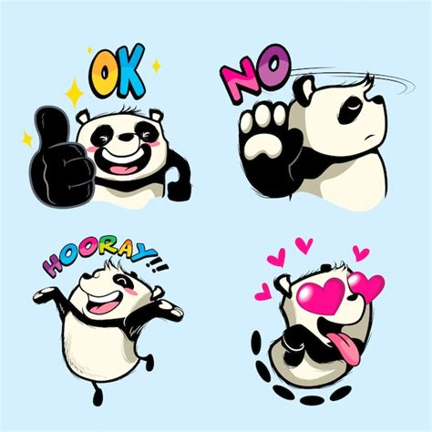 Leuke Panda Sticker Panda Patches Premium Vector