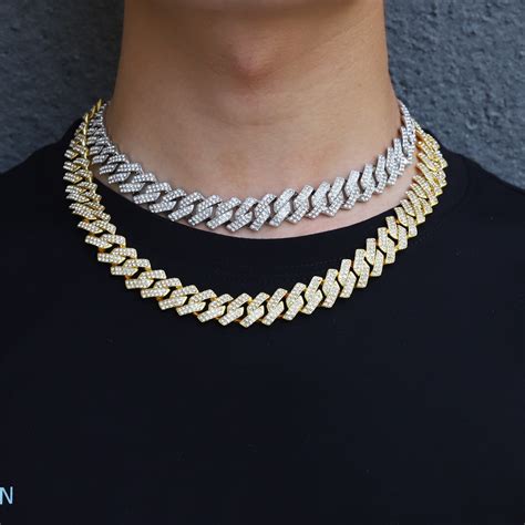 Punk Hip Hop Cuban Link Chain Choker Necklace Iced Out Rapper Crystal
