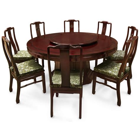 Dining Room 66in Rosewood Longevity Design Round Dining Table With 8