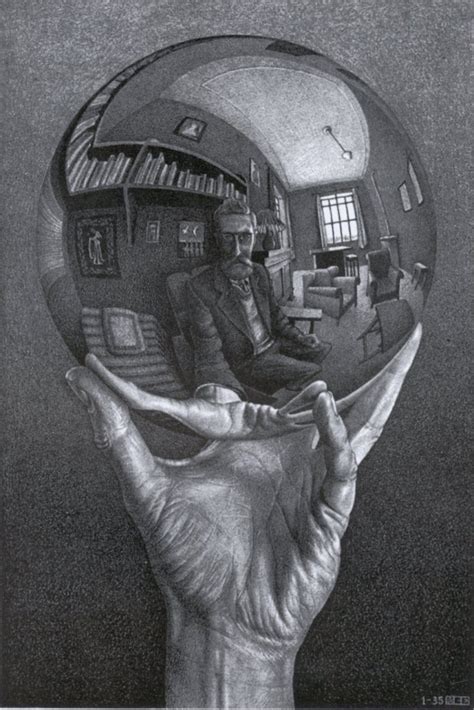 Is the mirror on the left hand side of the drawing? M.C. Escher