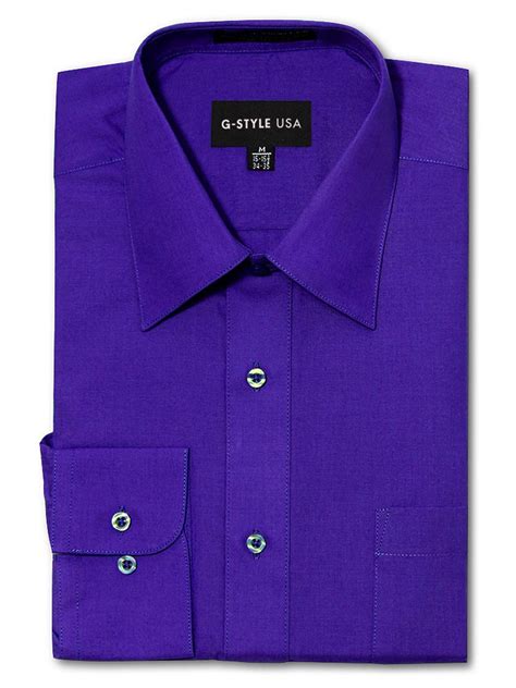 G Style Usa Mens Regular Fit Long Sleeve Solid Color Dress Shirts