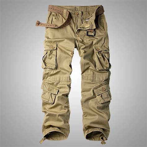 Mens Cotton Military Cargo Pants 8 Pockets Casual Work Combat