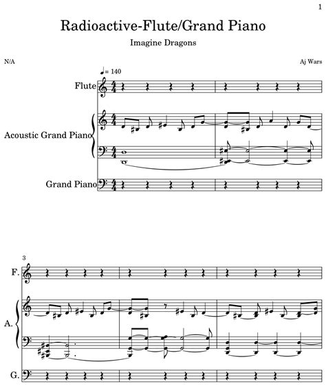 Radioactive Flutegrand Piano Sheet Music For Flute Piano