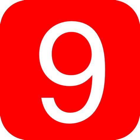 Red Rounded Square With Number 9 Clip Art At Vector Clip