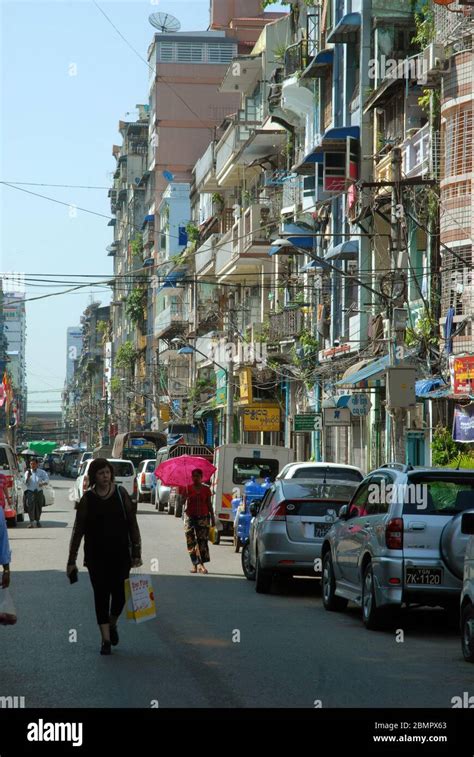 Street Scene Yangon Burma Myanmar Stock Photo Alamy