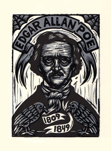 Edgar Allan Poe Art Lino Print Linocut Prints Art Prints Block