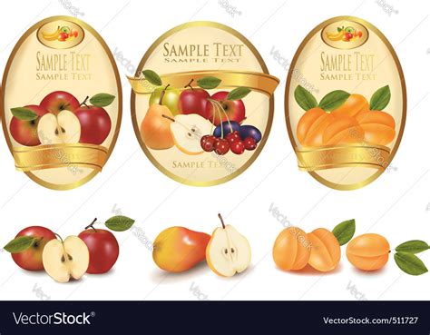 Gold Labels And Fruits Royalty Free Vector Image