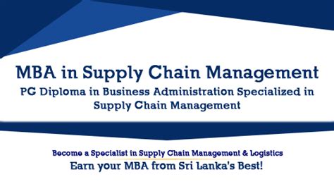 Mbapgdip In Supply Chain Management University Of Moratuwa