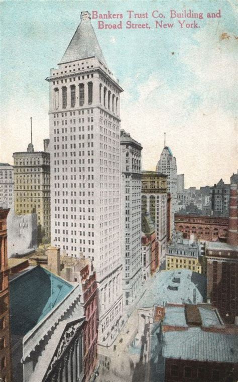 Vintage Postcard Bankers Trust Co Building Broad Street New York City