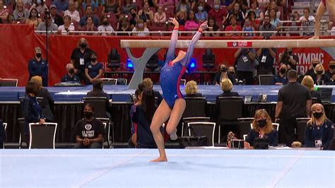 Us Olympic Gymnastics Trials Leanne Wong Hits 14233 On Floor