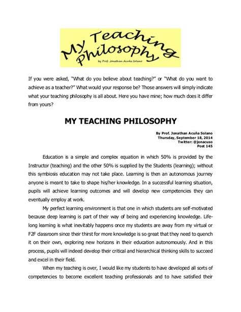 Teaching Philosophies Examples