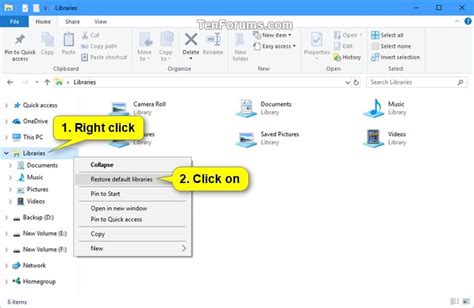 How To Restore Default Libraries In Windows 10 Tutorials