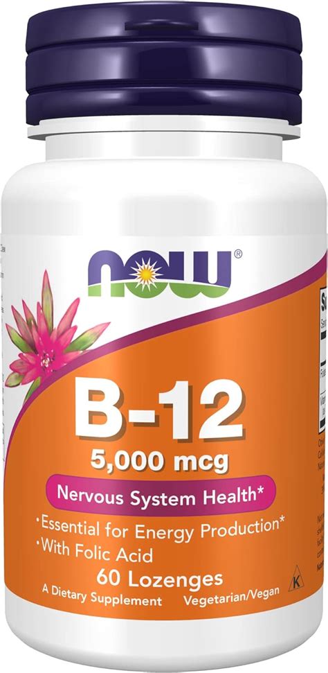 Now Suplementos Vitamina B 12 De 5000 Mcg Con ácido Fólico Salud Del