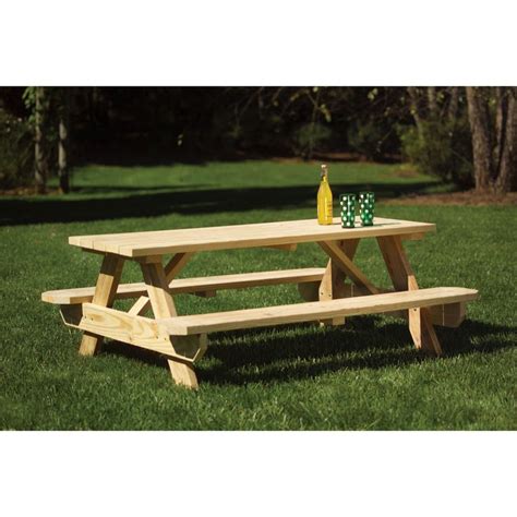 Shop Garden Treasures 72 In Clear Southern Yellow Pine Rectangle Picnic Table At