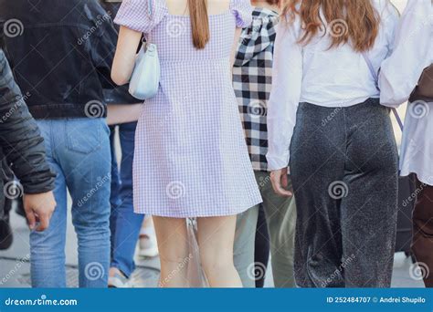 People Walk Down The Street In The City Stock Image Image Of Step
