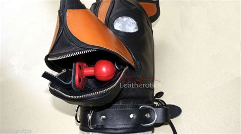 Leather Isolation Slave Mask Hood Bondage Sensory Breathplay Leatherotics