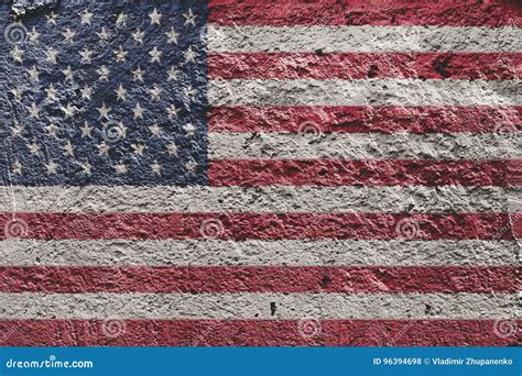 American Flag Painted On A Concrete Wall Stock Photo Image Of Blue