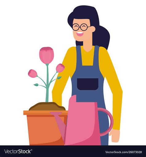 Gardener Woman Work Gardening Design Royalty Free Vector