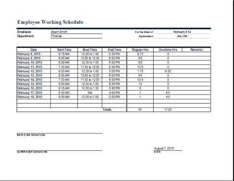Dow chemical's injury reduction journey 12. Employee Work Schedule Format Word Excel Templates