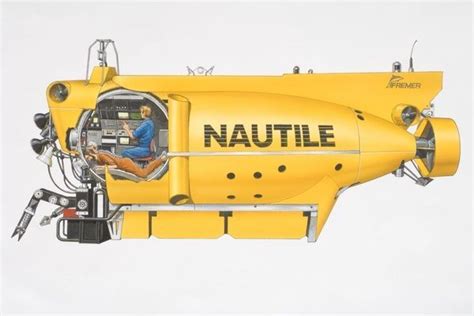 Canvas Tote Bag Illustration The Nautile Yellow Manned Submersible