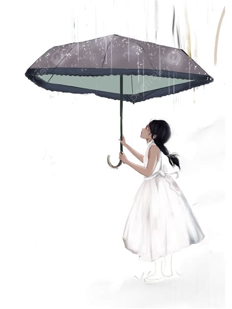 Little Girl With Umbrella In The Rain Little Girl Umbrella Rain Png