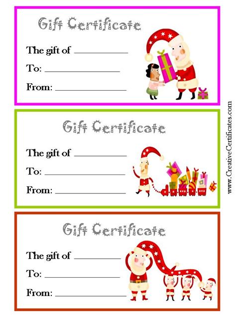 Christmas Gift Certificates Christmas Gift Certificate