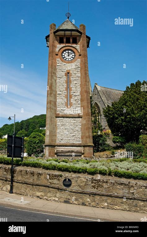 Clock Tower Built In 1912 At Grange Over Sands In Summer Cumbria