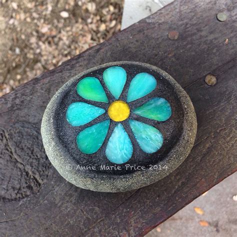 Flower Mosaic On Rock By Anne Marie Price