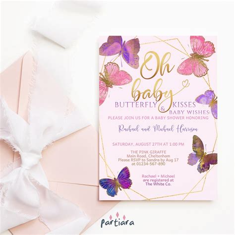Butterfly Baby Shower Invitation Girl Editable Butterflies Etsy