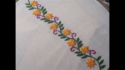 Hand Embroidery Flower Border Design Border Design Tutorial Youtube