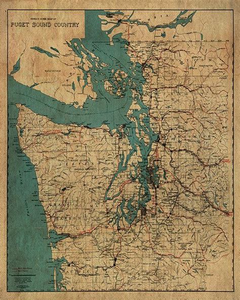 Vintage Maps Vintage Travel Seattle Map Camano Island Antique World