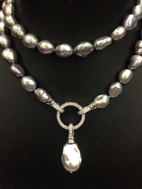 Mm Natural Gray Baroque Freshwater Pearl Necklace In Chain