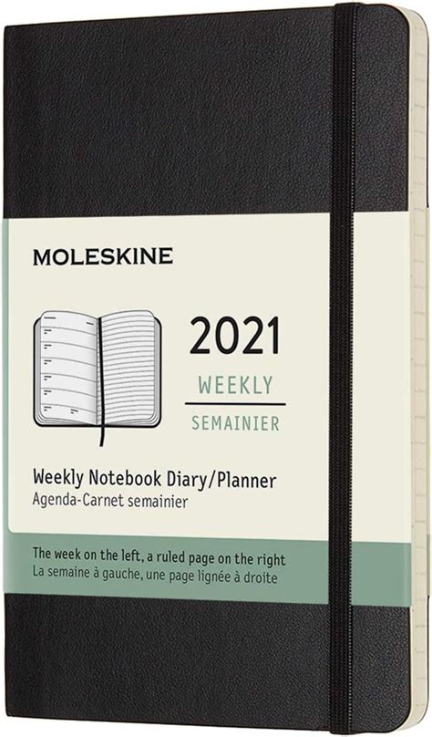 moleskine 12 month 2021 weekly planner soft cover pocket 3 5 x 5 5 black