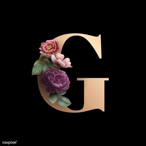 Classic And Elegant Floral Alphabet Font Letter G Vector Free Image