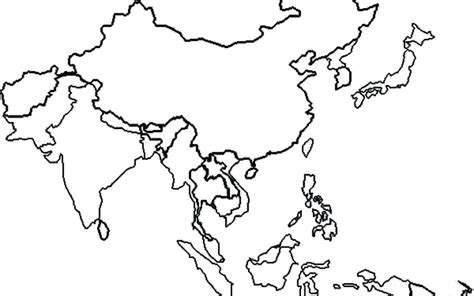 Outline Map Of Asia And Middle East ~ Free Printable Coloring Page
