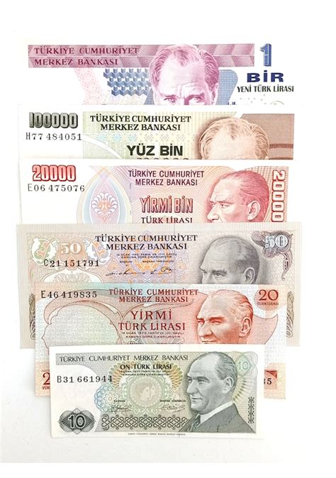 6 7 8 Emisyon 6 Adet Eskı Kağıt Para Türk Lirası Eski Para